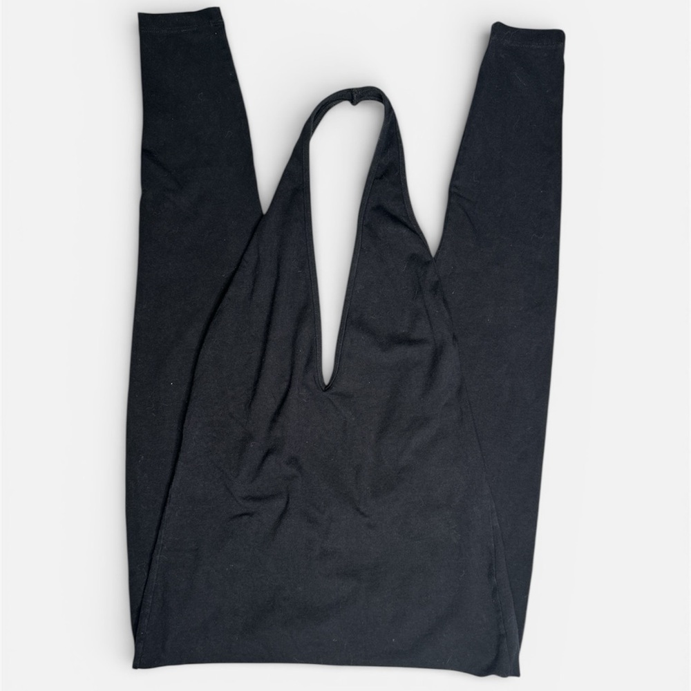 American Apparel Women’s Cotton Spandex Black Halter Romper Catsuit - Picture 3 of 10